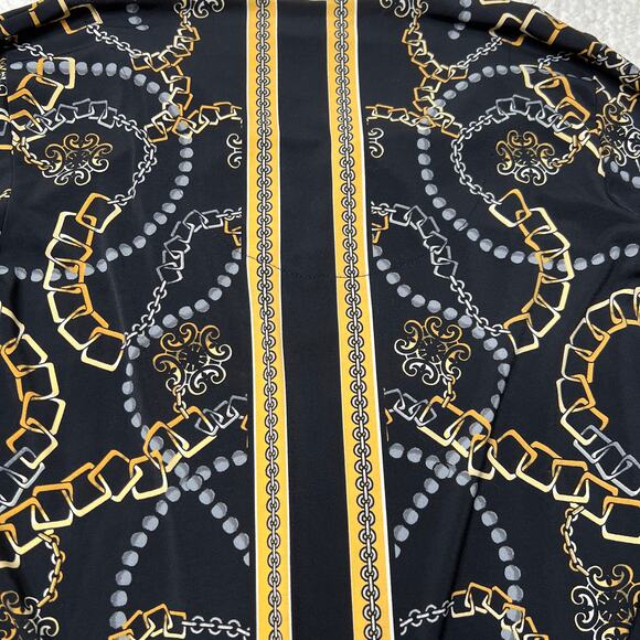JM Collection Black Gold Chain Print Tunic Medium - Picture 11 of 11